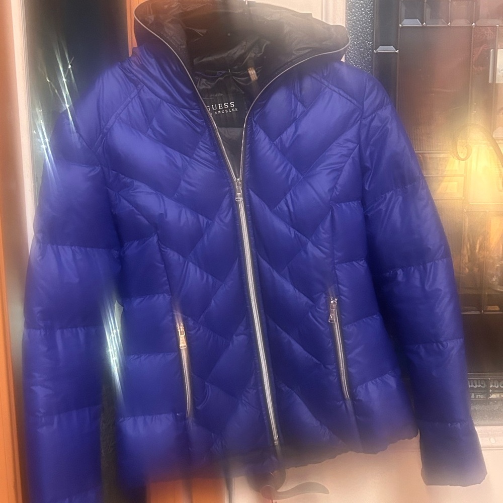 Guess Women's Vibrant Blue Puffer Coat NEW MEDIUM